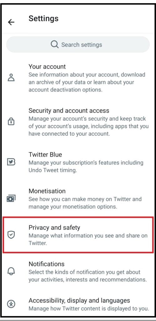 Twitter Privacy and safety setting